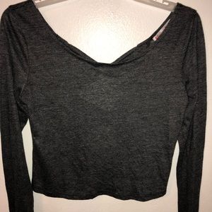 Cross back long sleeve crop top